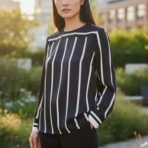 Vince Camuto Black and White Striped Blouse